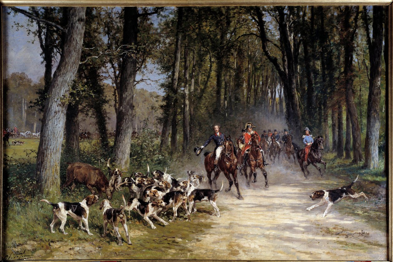 De jagende hertog van Orléans rende naar het bos van Sylvie door Charles Oliver de Penne