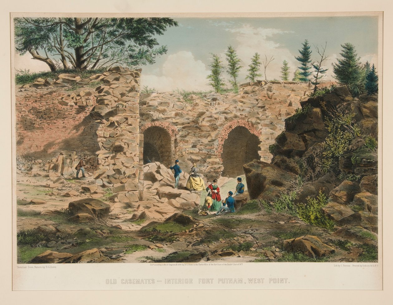 Oude kazematten - interieur Fort Putnam, West Point door Charles Parsons