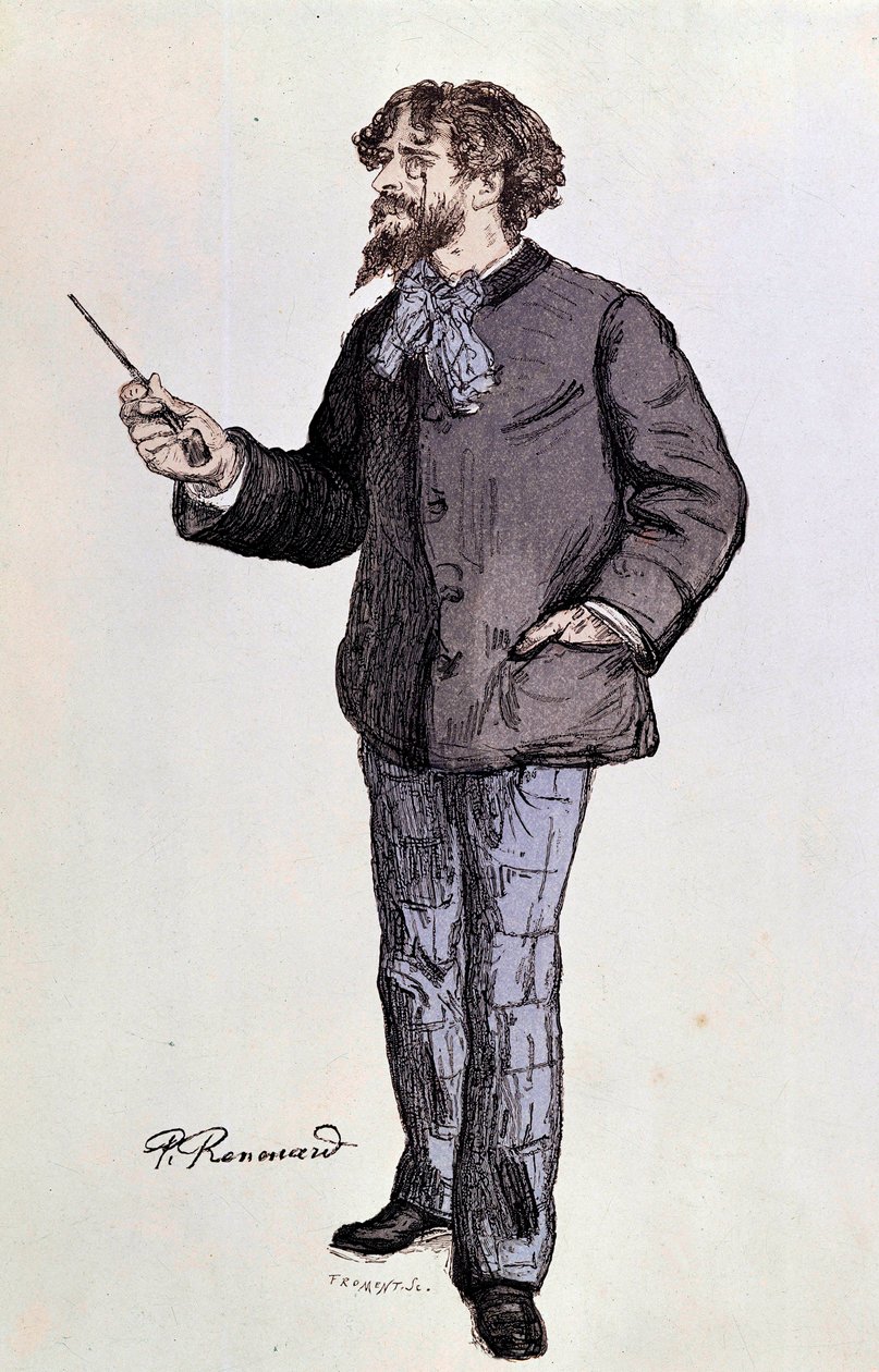 Portret van de schrijver Alphonse Daudet (1840-1897) Illustratie van Paul Renouard 19e eeuw Privécollectie door Charles Paul Renouard