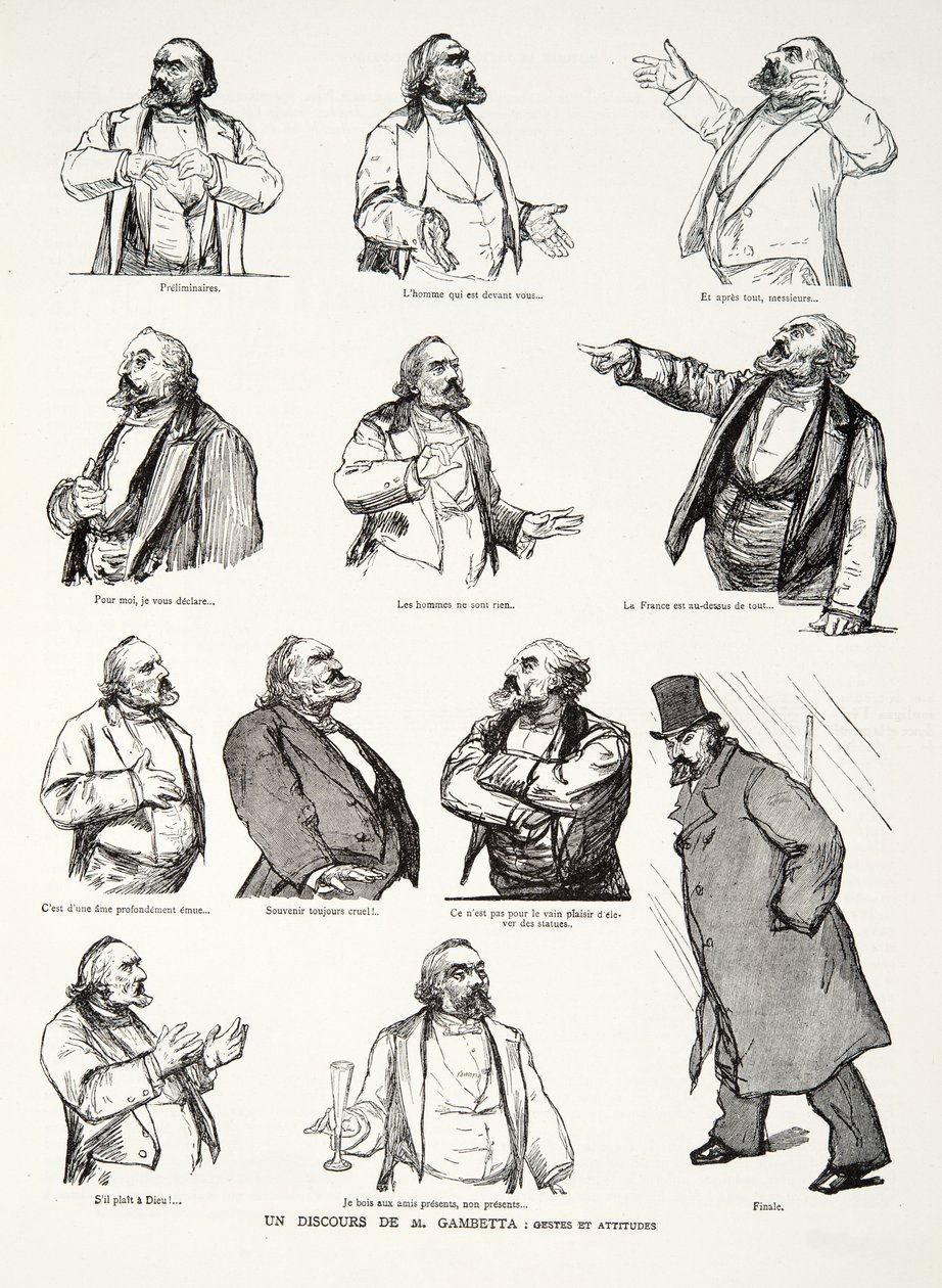 Een toespraak van M. Gambetta: Gebaren en houdingen, uit Geschiedenis van de Derde Republiek, Vol. I, de Politieke Geschiedenis door Charles Paul Renouard