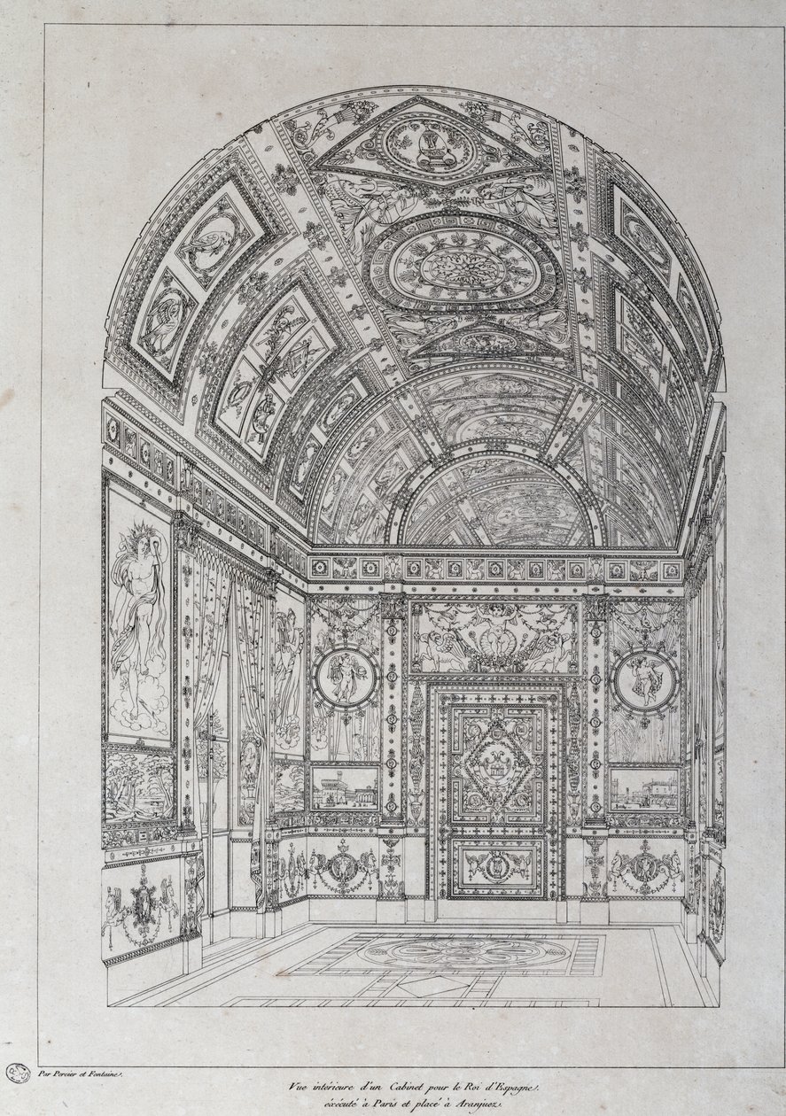 Interieur van studeerkamer voor de koning van Spanje in Parijs door Charles Percier