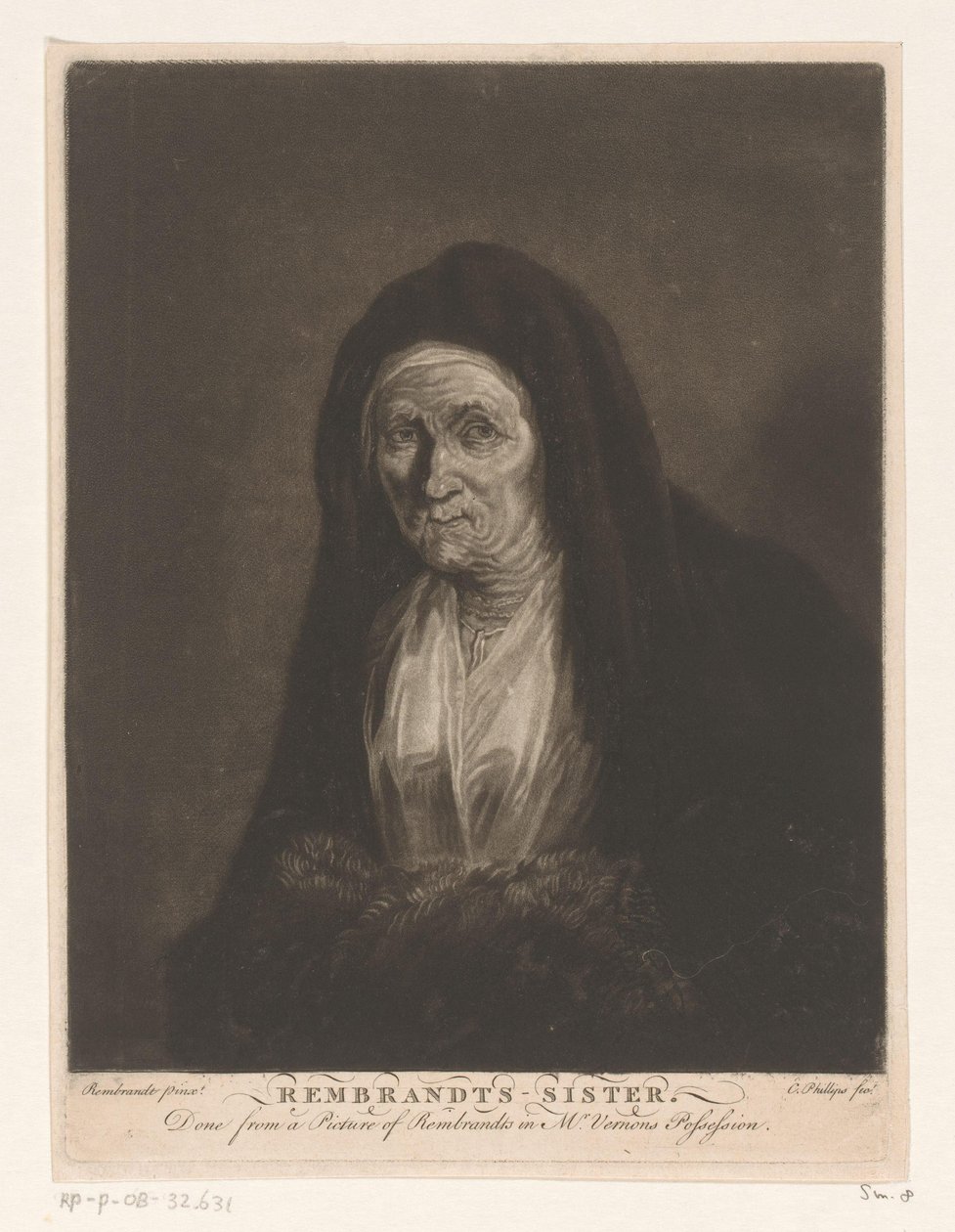 Portret van een onbekende oude vrouw door Charles Phillips