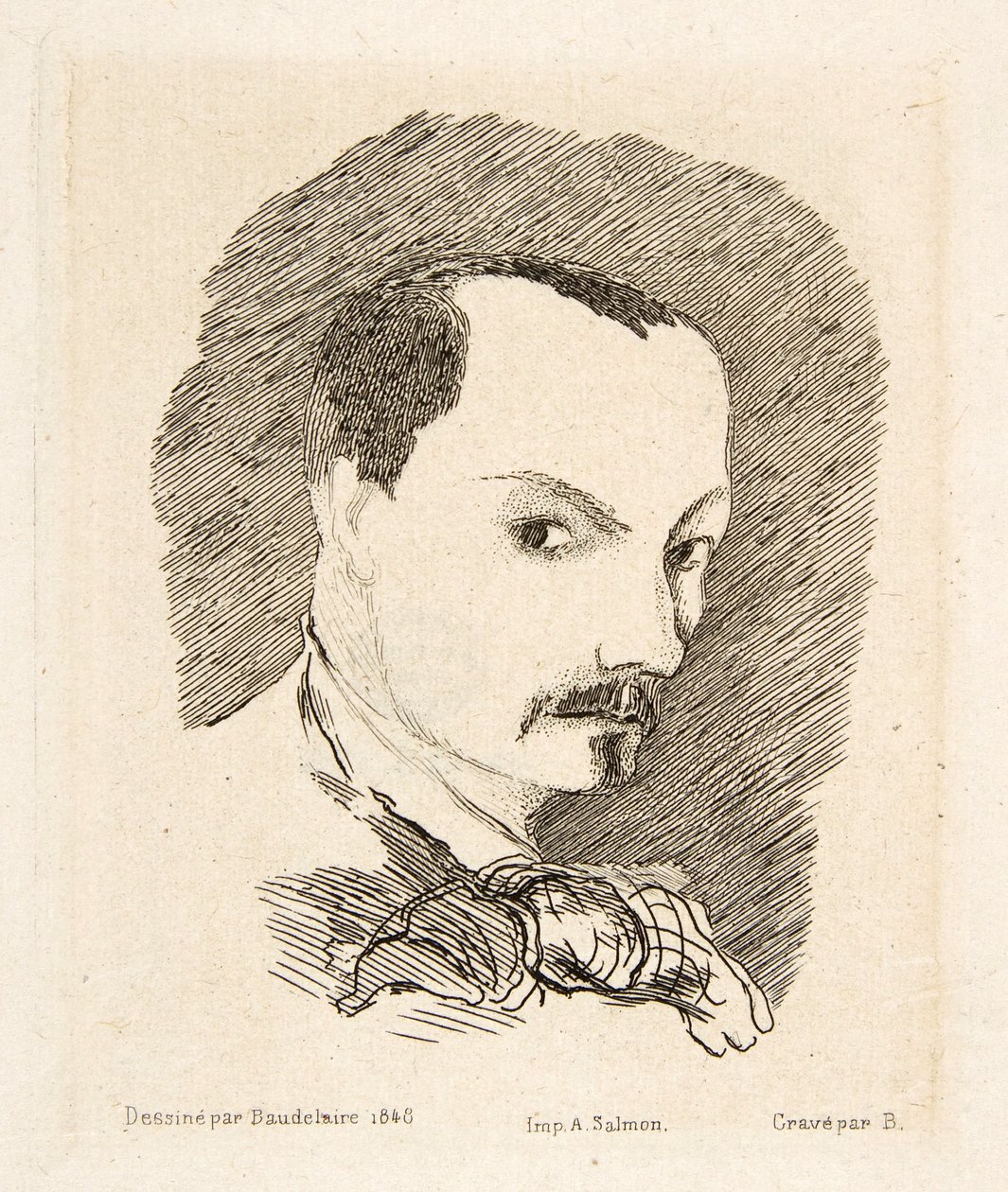 Zelfportret van Charles Baudelaire, uitgegeven 1869 (ets) door Charles Pierre Baudelaire