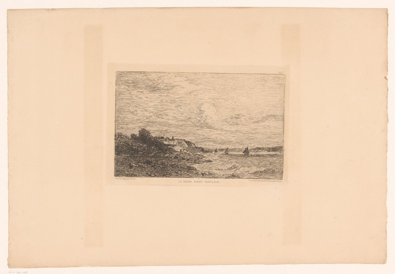 Zicht op de Seine bij Honfleur door Charles Pierre Daubigny