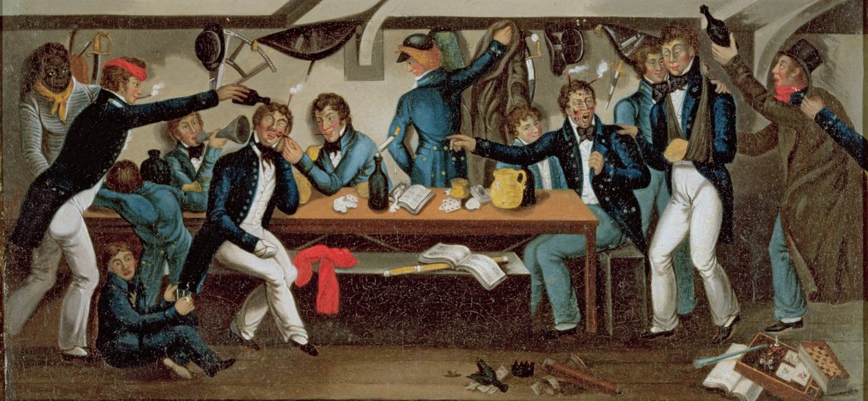 De kooi van adelborsten, ca.1820 (olieverf op doek) (zie 216825) door Charles Random DeBerenger