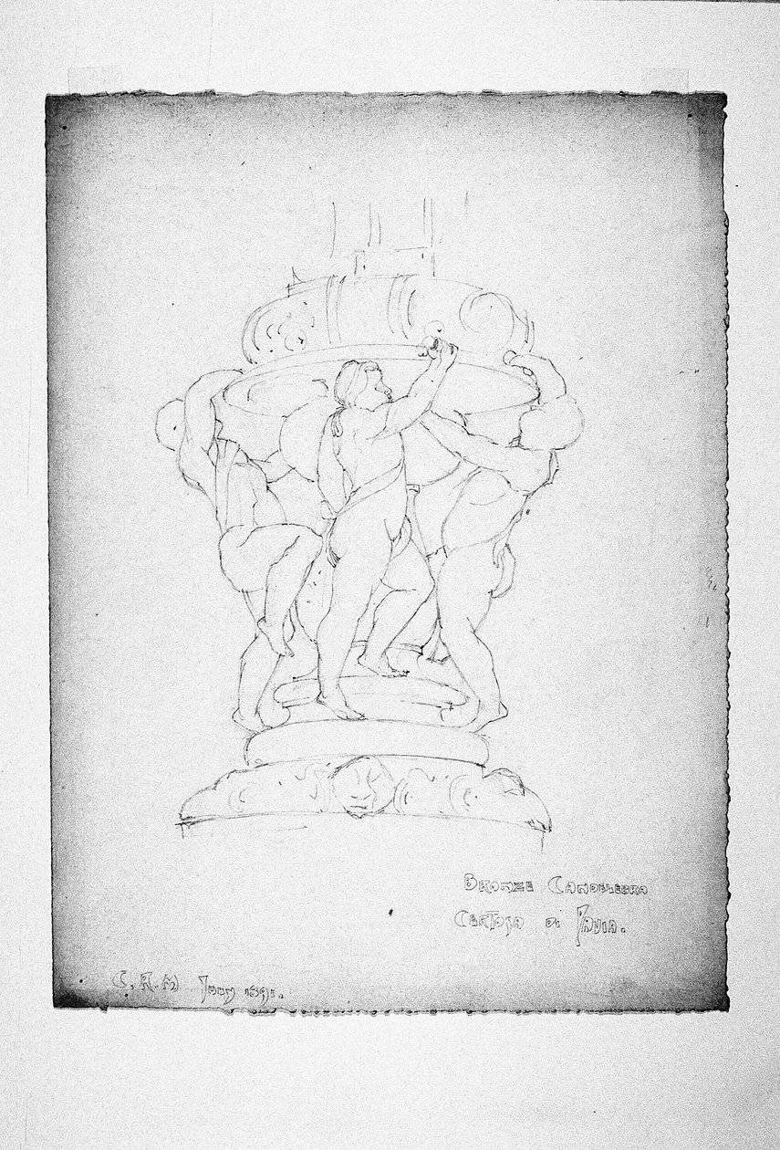 Bronzen Kandelaar, Certosa di Pavia door Charles Rennie Mackintosh