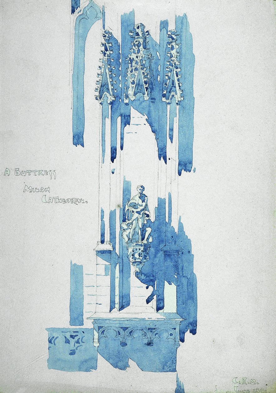 Steunbeer, Kathedraal van Milaan, 1891 door Charles Rennie Mackintosh