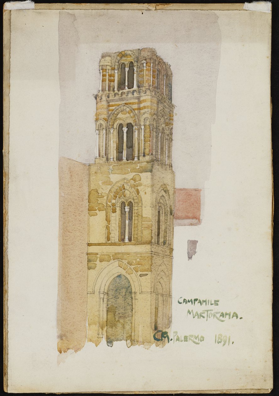 Campanile Martorana, Palermo, 1891 door Charles Rennie Mackintosh