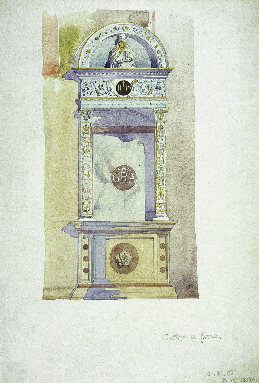 Certosa di Pavia, gedenkteken, 1891 door Charles Rennie Mackintosh