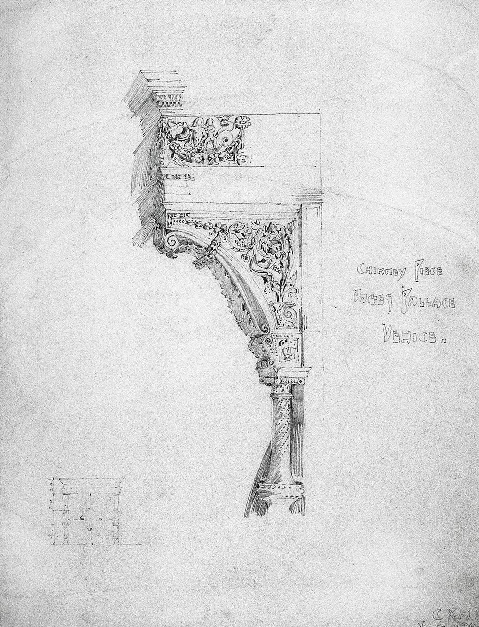 Schoorsteenstuk, Dogepaleis, Venetië, 1891 door Charles Rennie Mackintosh