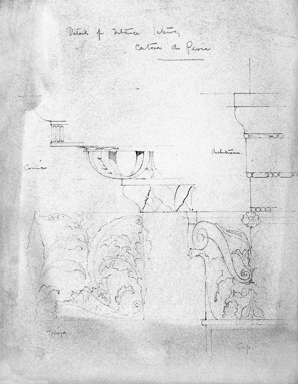 Details van ingangspoort, Certosa di Pavia, 1891 door Charles Rennie Mackintosh