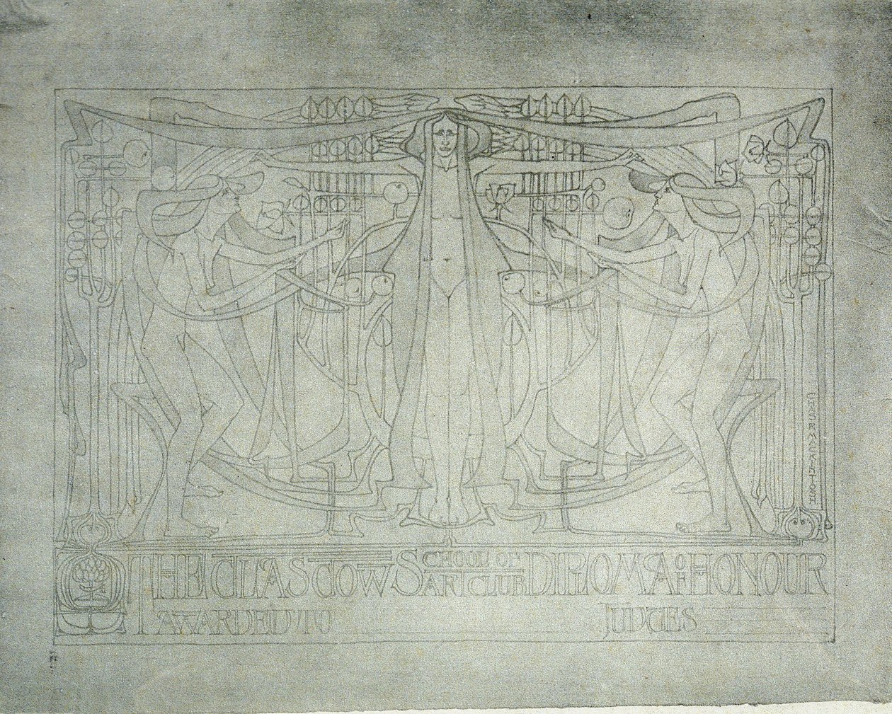 Diploma van Eer, Glasgow School of Art, 1893 door Charles Rennie Mackintosh