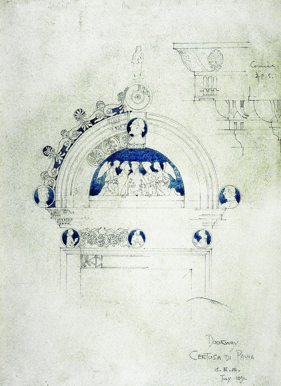 Deur, Certosa di Pavia, 1891 door Charles Rennie Mackintosh