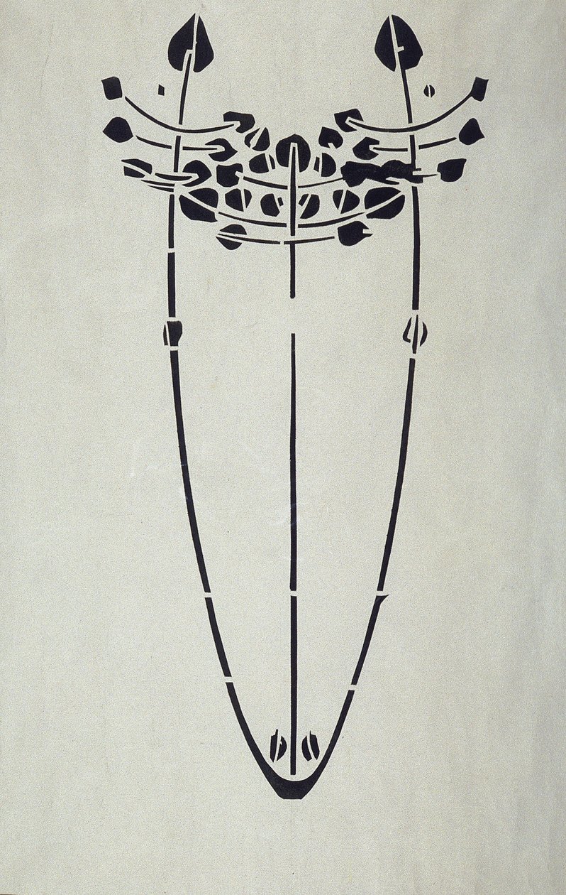 Moderne reproductie van originele Mackintosh-sjabloon voor wanddecoratie, boommotief, 1902 door Charles Rennie Mackintosh