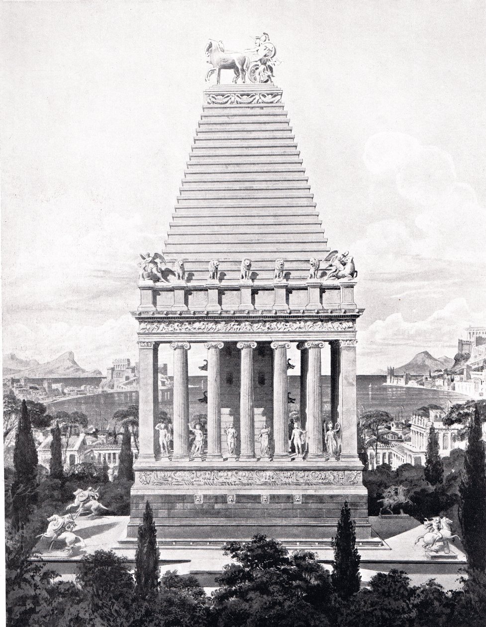 Het originele mausoleum, illustratie uit 