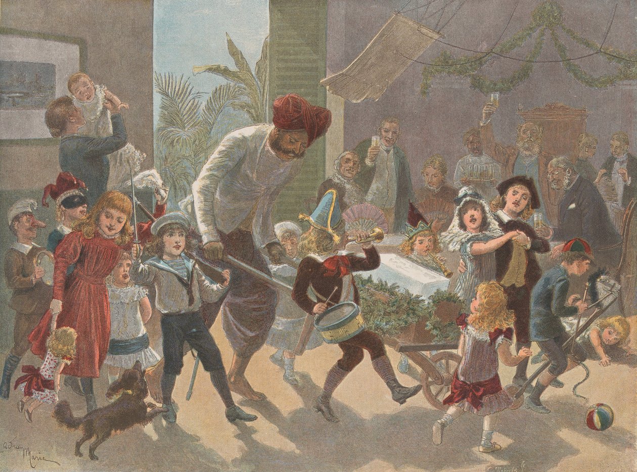 Het kerstblok in India — Het ijs binnenbrengen, uit The Graphic Christmas Number, december 2, 1889 door Charles Roberts
