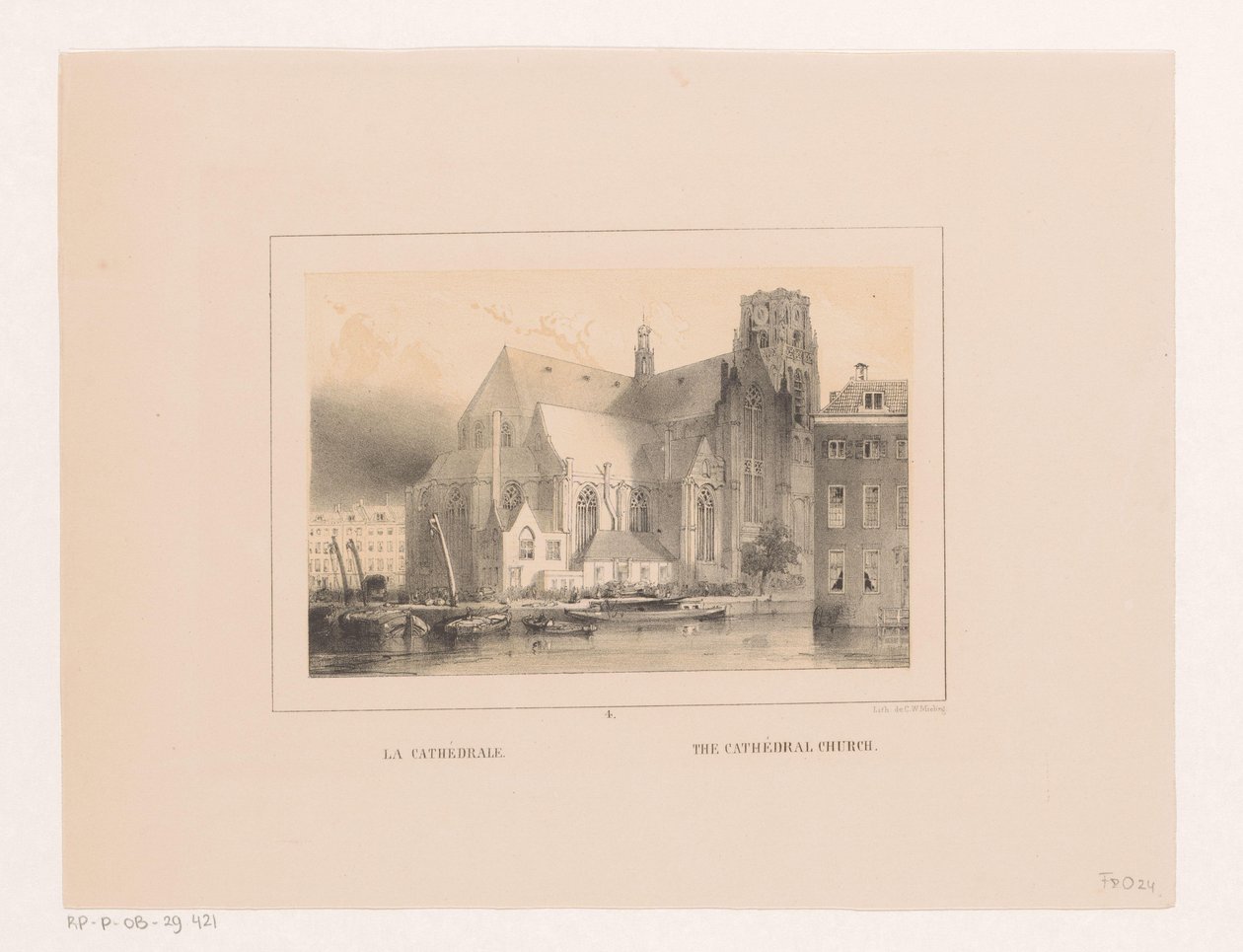 Gezicht op Grote of Sint-Laurenskerk te Rotterdam door Charles Rochussen