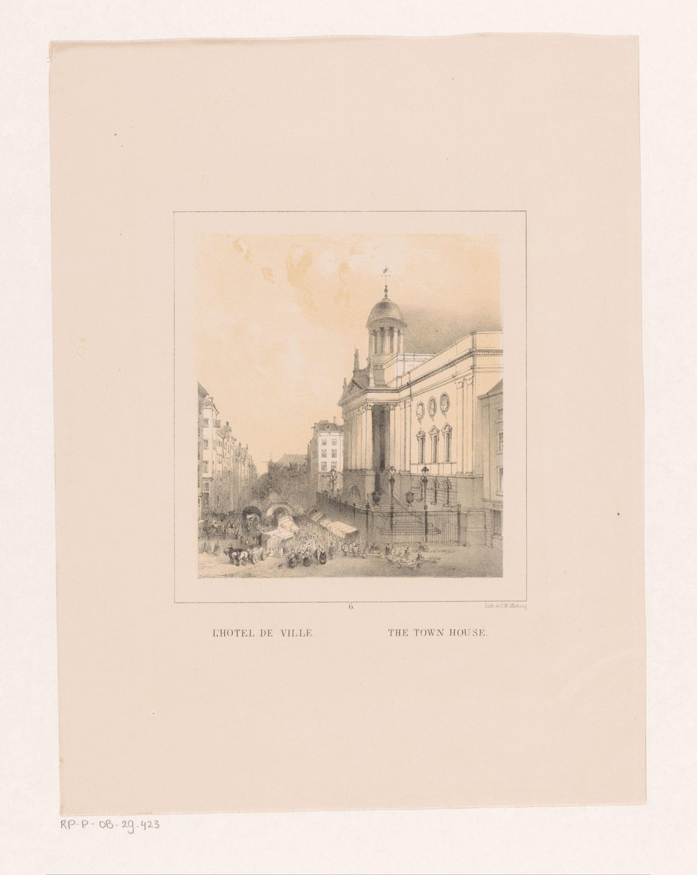 Gezicht op het stadhuis te Rotterdam door Charles Rochussen