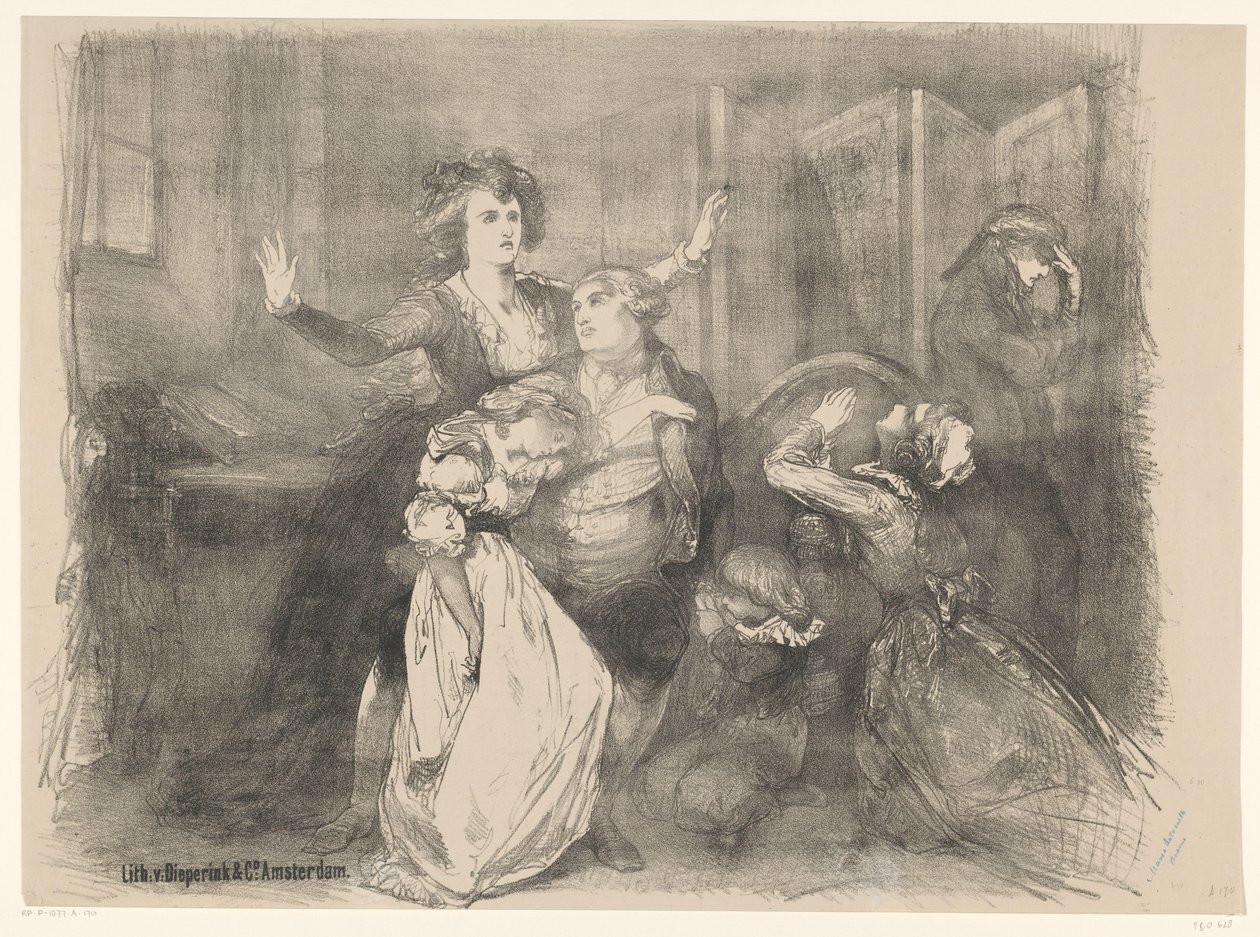 Scène uit toneeldrama Marie Antoinette door Charles Rochussen