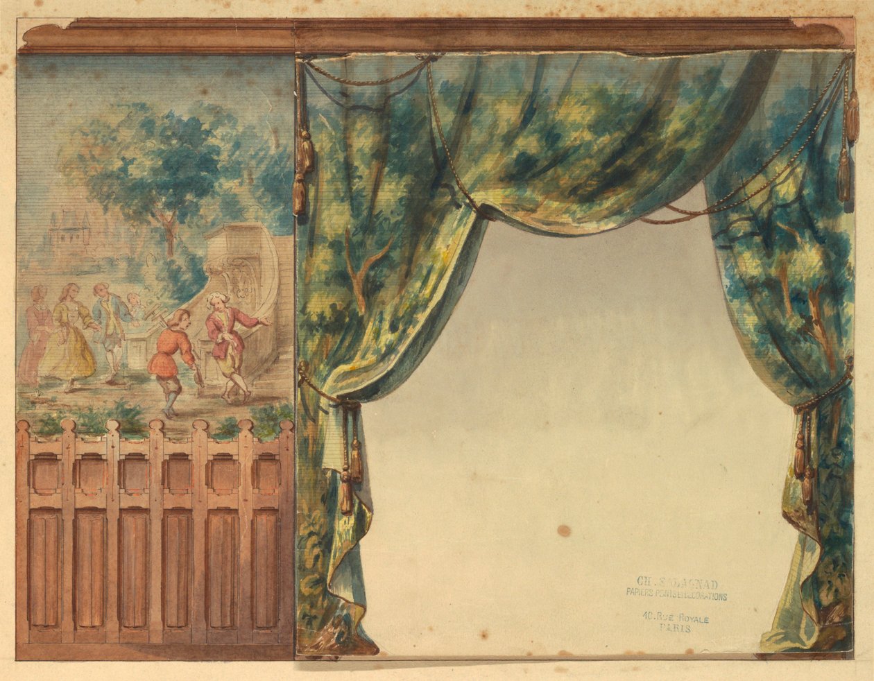 Ontwerp voor Deel van Trap in Château-sur-Mer, Newport, Rhode Island door Charles Salagnad, French
