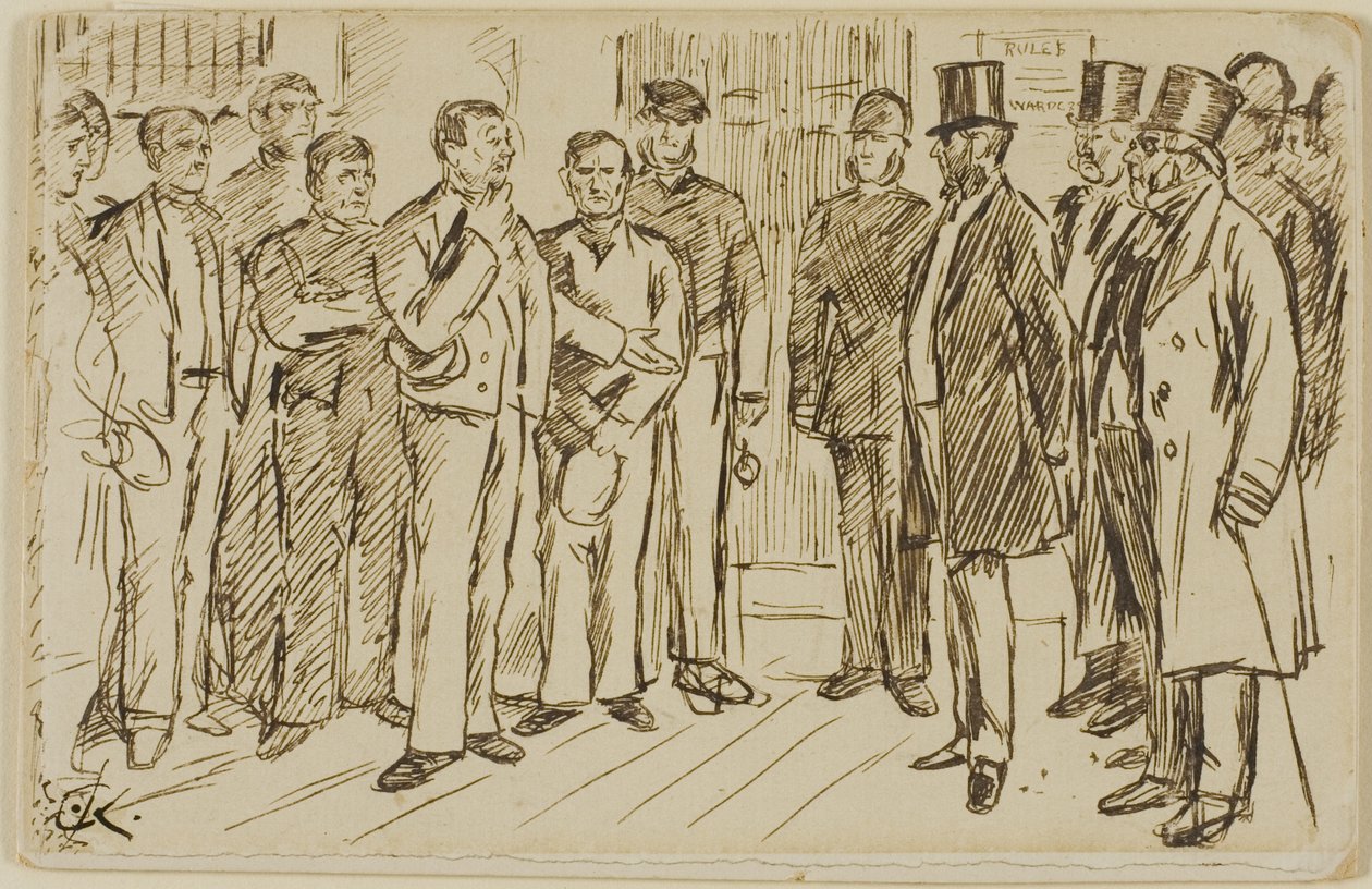 Identificatie van gevangene door Charles Samuel Keene