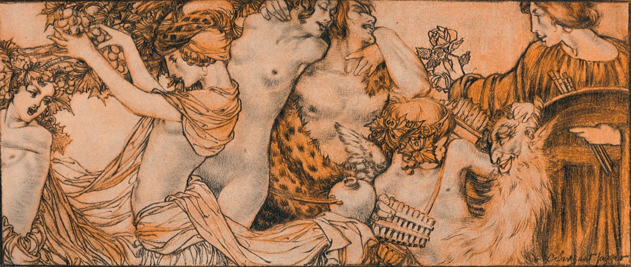 Een illustratie uit de Rubaiyat van Omar Khayyam, begin 20e eeuw 1914-1915 door Charles Sergeant Jagger
