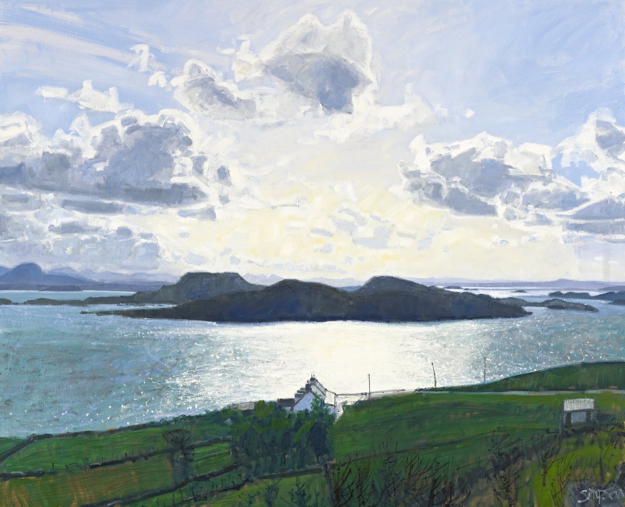 Verblindend licht, Tanera Mor, 2011 (olieverf op doek) door Charles Simpson