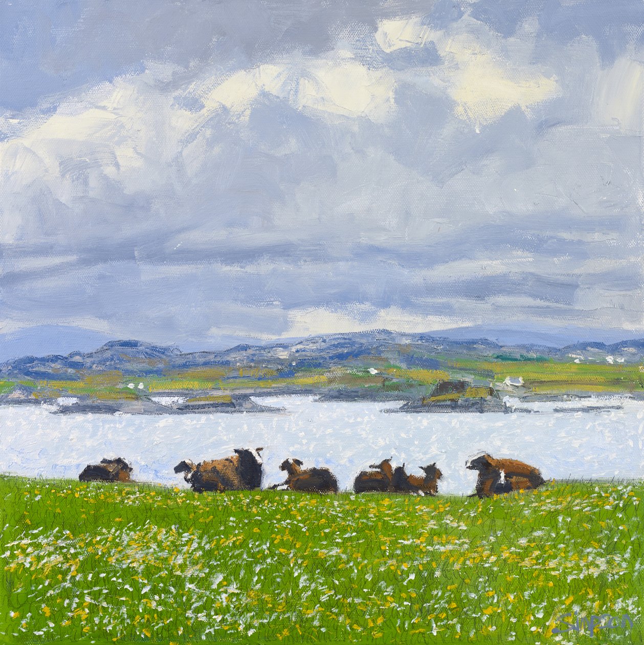 Dozend schaap, Iona, 2015 (olieverf op doek) door Charles Simpson
