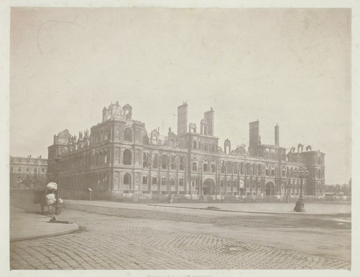 Paris Fire (De gevel van het stadhuis), uit de serie "Paris Incendié". door Charles Soulier