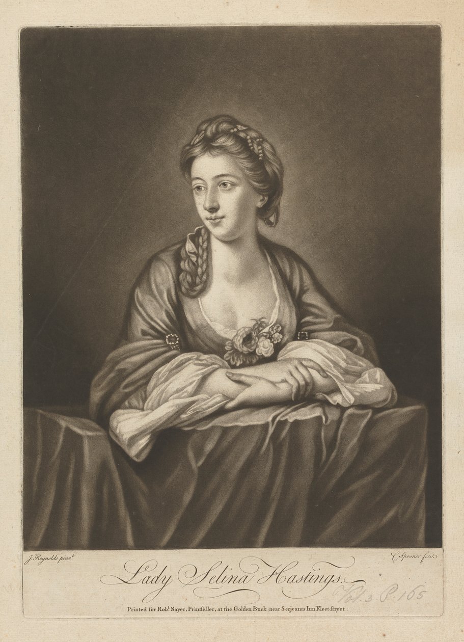 Lady Selina Hastings (geboren Shirley), Gravin van Huntington door Charles Spooner