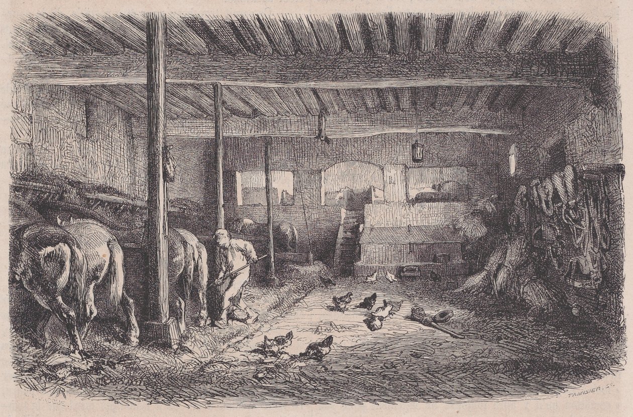 Een Stal, uit Magasin Pittoresque door Charles Tamisier