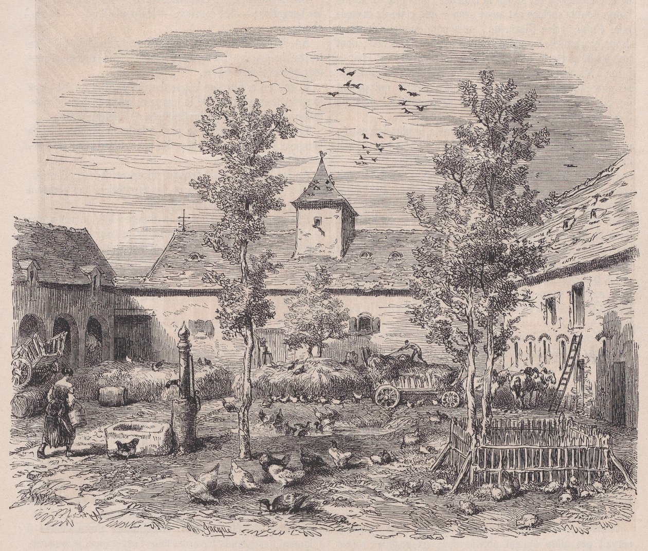 Interieur van een Boerderij, uit Le Magasin Pittoresque door Charles Tamisier