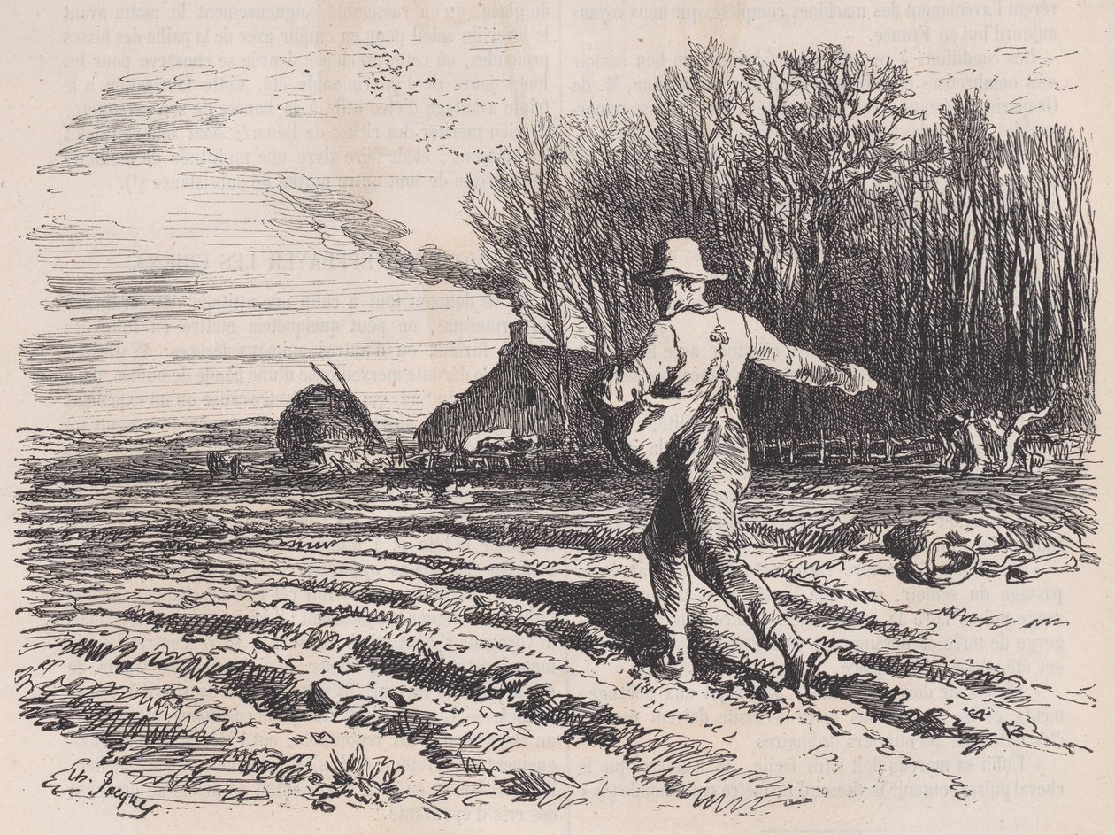 Zaad verspreiden, uit Le Magasin Pittoresque, mei 1857 door Charles Tamisier