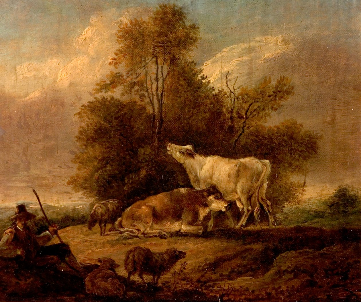 Landschap met Vee en Figuren door Charles Towne