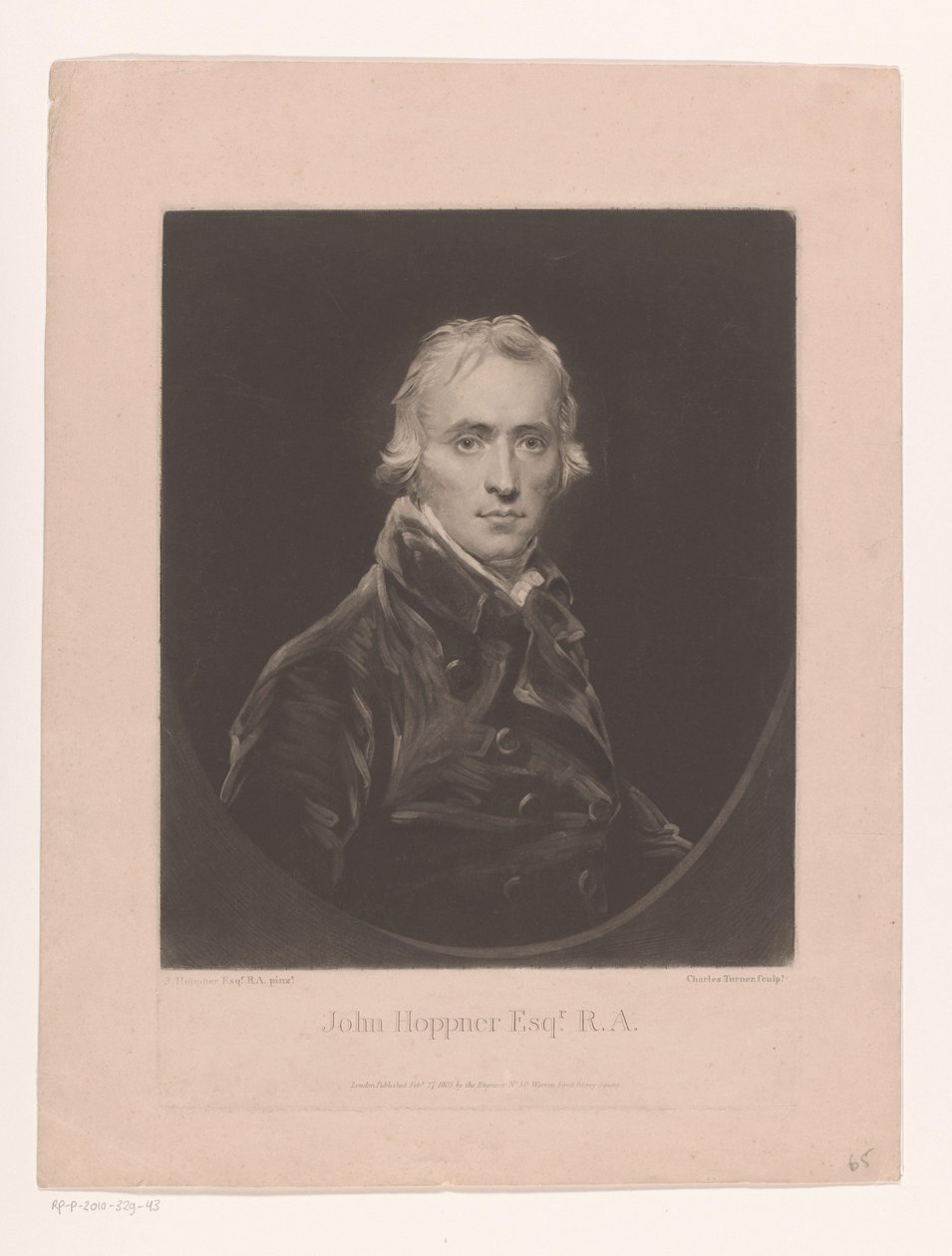 Portret van John Hoppner door Charles Turner