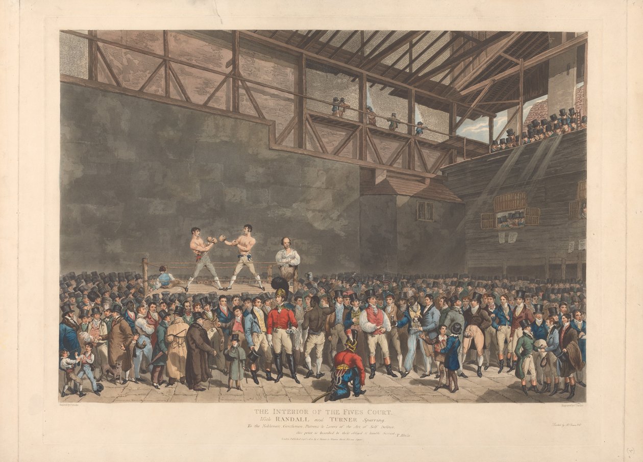 Het interieur van de Fives Court, met Randall en Turner die aan het sparren zijn door Charles Turner