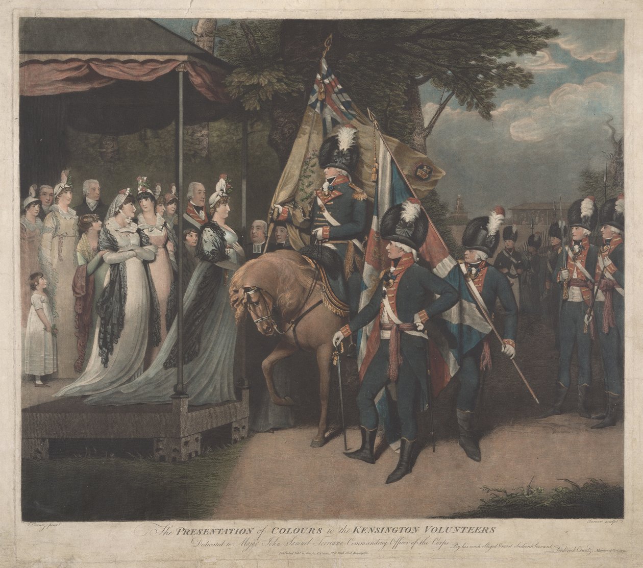 De overhandiging van de vlaggen aan de Kensington Volunteers door Charles Turner