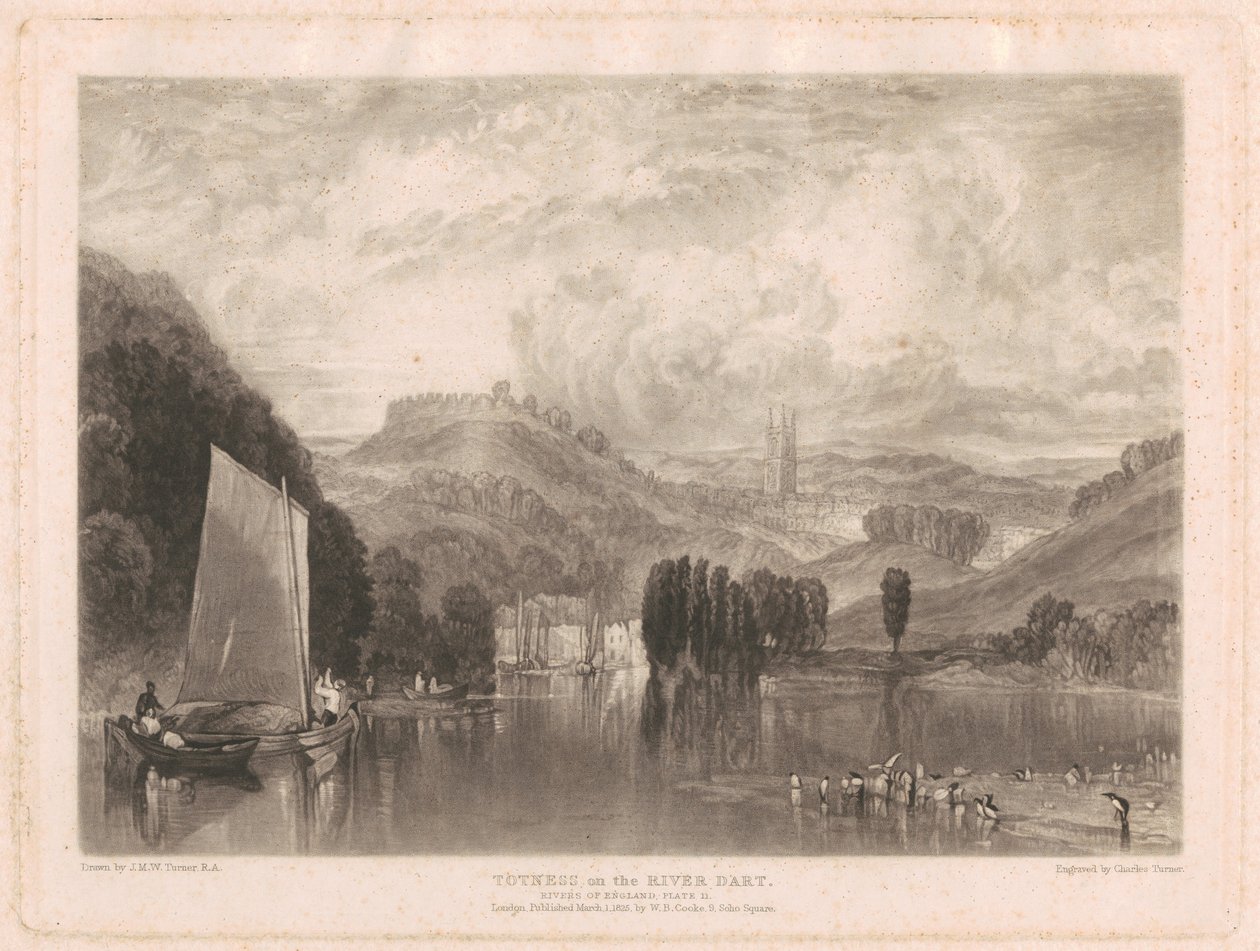 Totnes, aan de rivier de Dart door Charles Turner