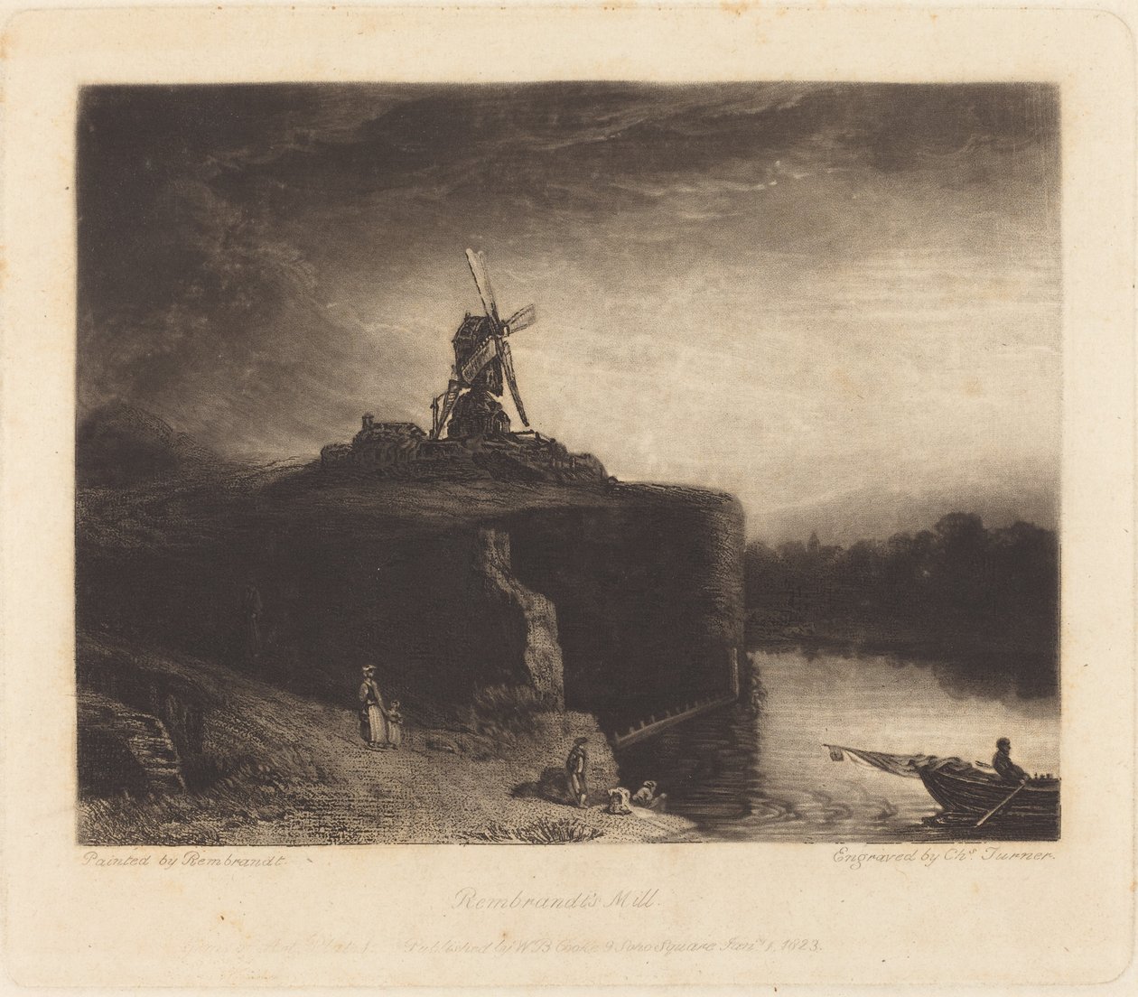 De molen door Charles Turner after Rembrandt van Rijn