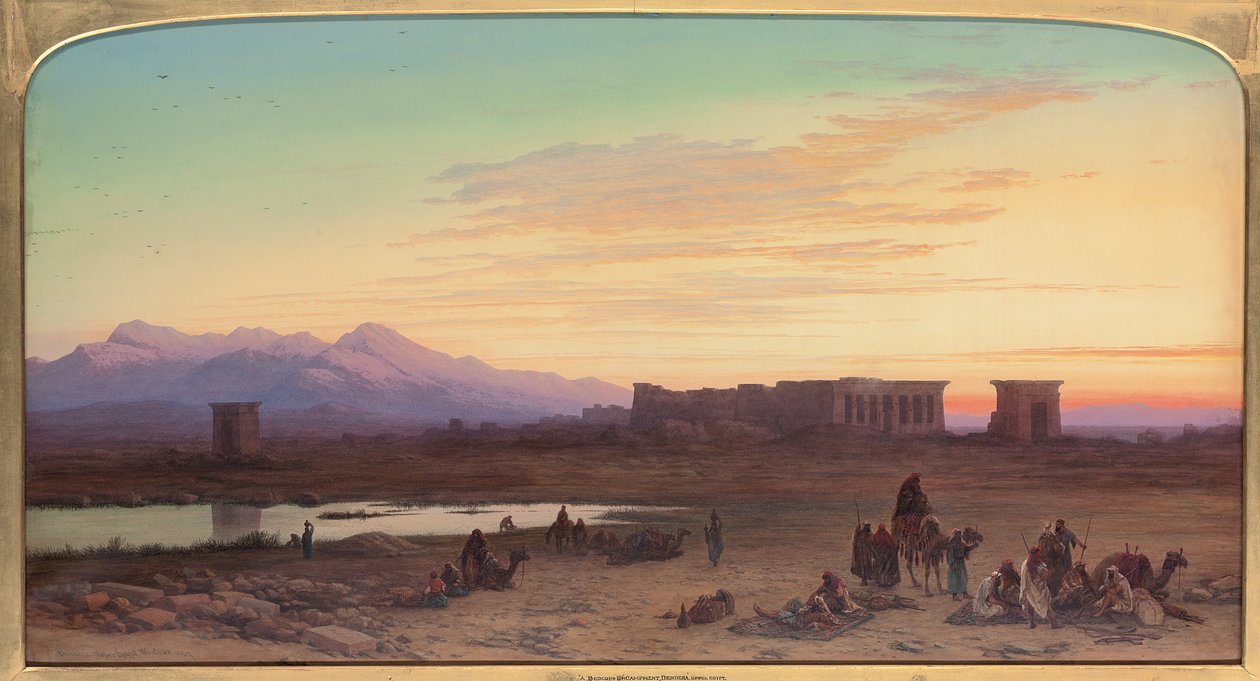 Bedoeïenenkamp Voor de Tempel van Hathor in Dendera, Egypte, 1867 door Charles Vacher