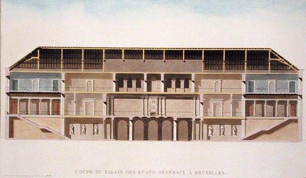 Dwarsdoorsnede van het Palais des Etats Generaux, Brussel, uit 