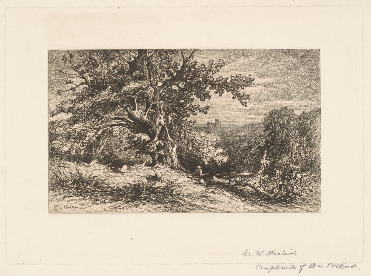 Landschap met omgevallen boom door Charles Volkmar