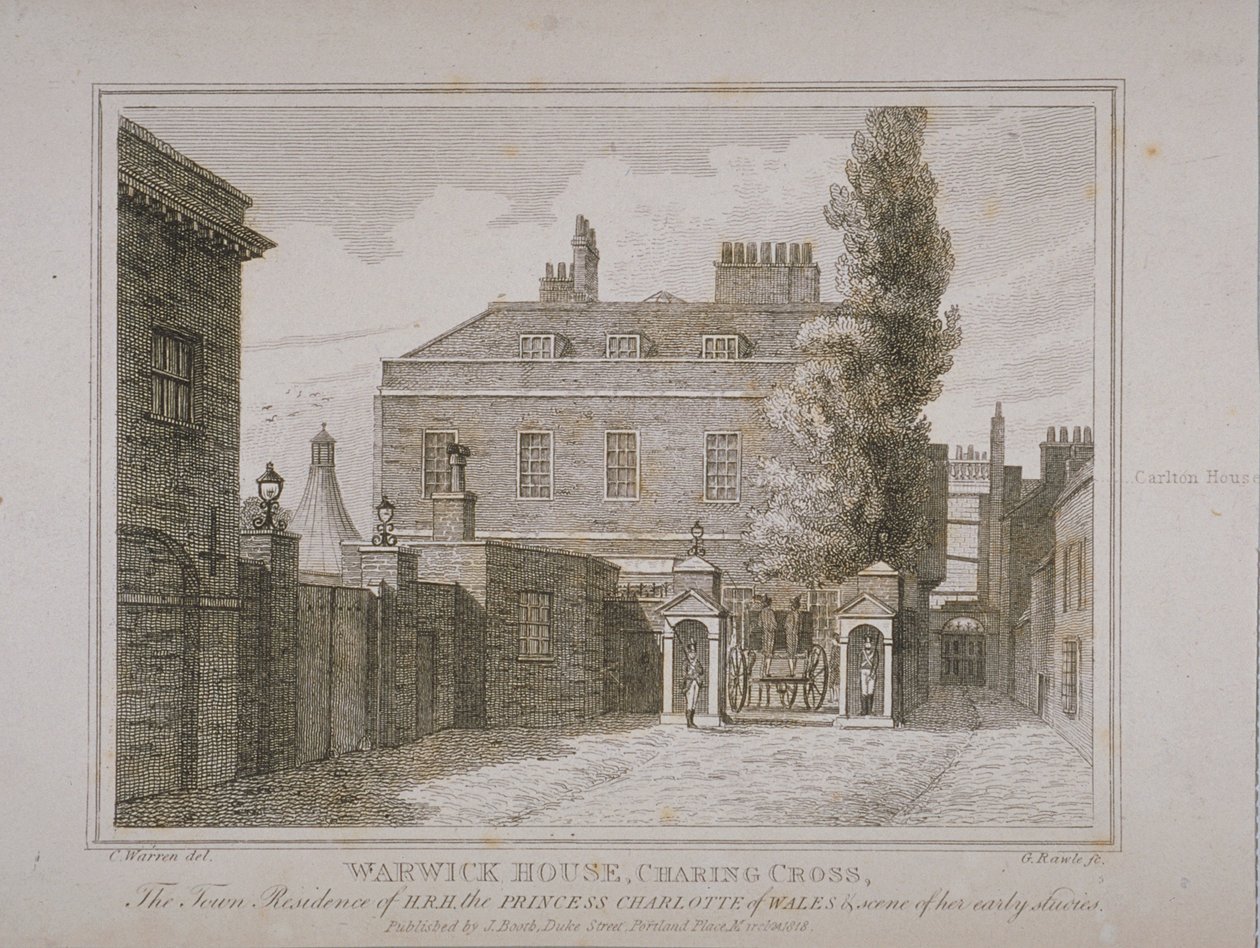 Uitzicht op Warwick House, gegraveerd door Samuel Rawle (1771-1860) en uitgegeven door John Booth (1794-1855) 1818 door Charles Warren