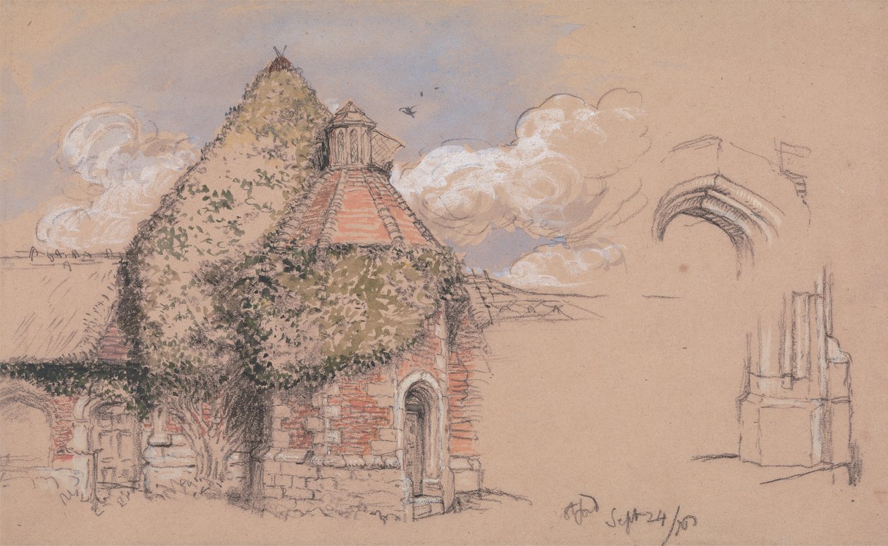 Ruïnes van het oude paleis van de aartsbisschoppen van Canterbury in Otford, Kent, 24 september 1856 door Charles West Cope