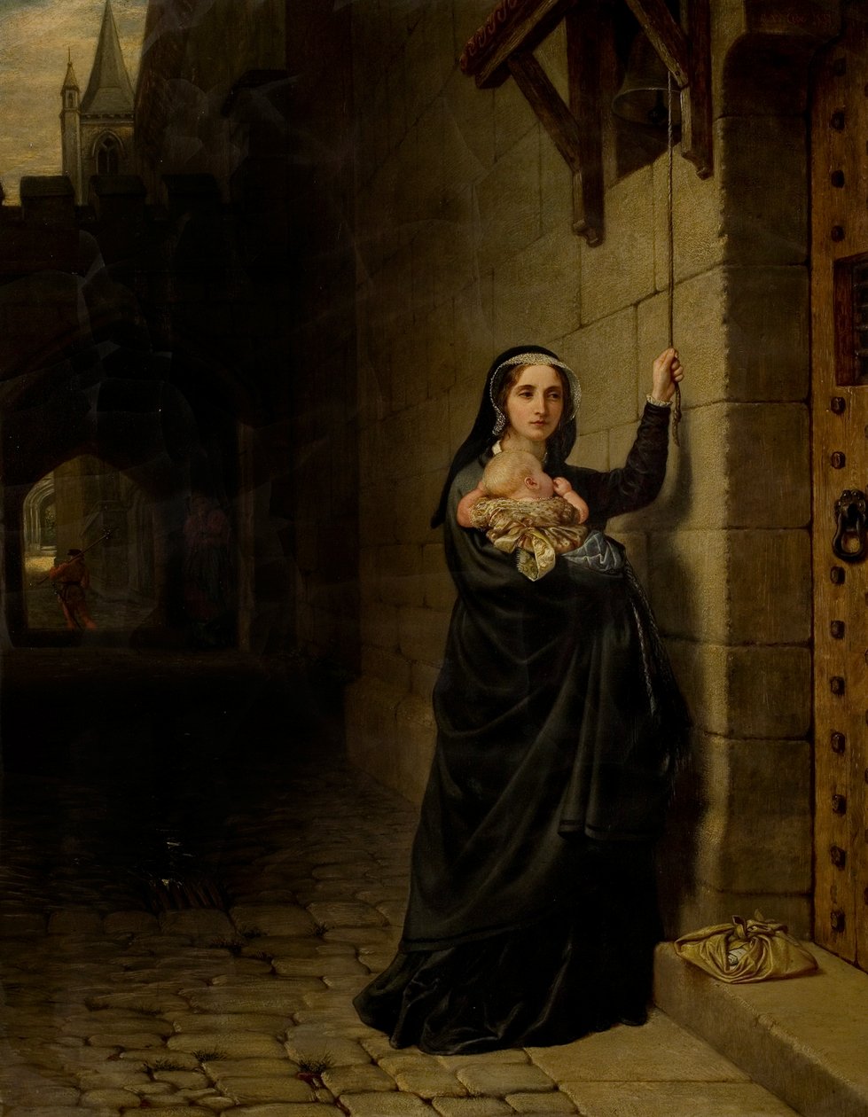 Het martelaarschap van Laurence Saunders in Coventry, linker paneel van drieluik door Charles West Cope