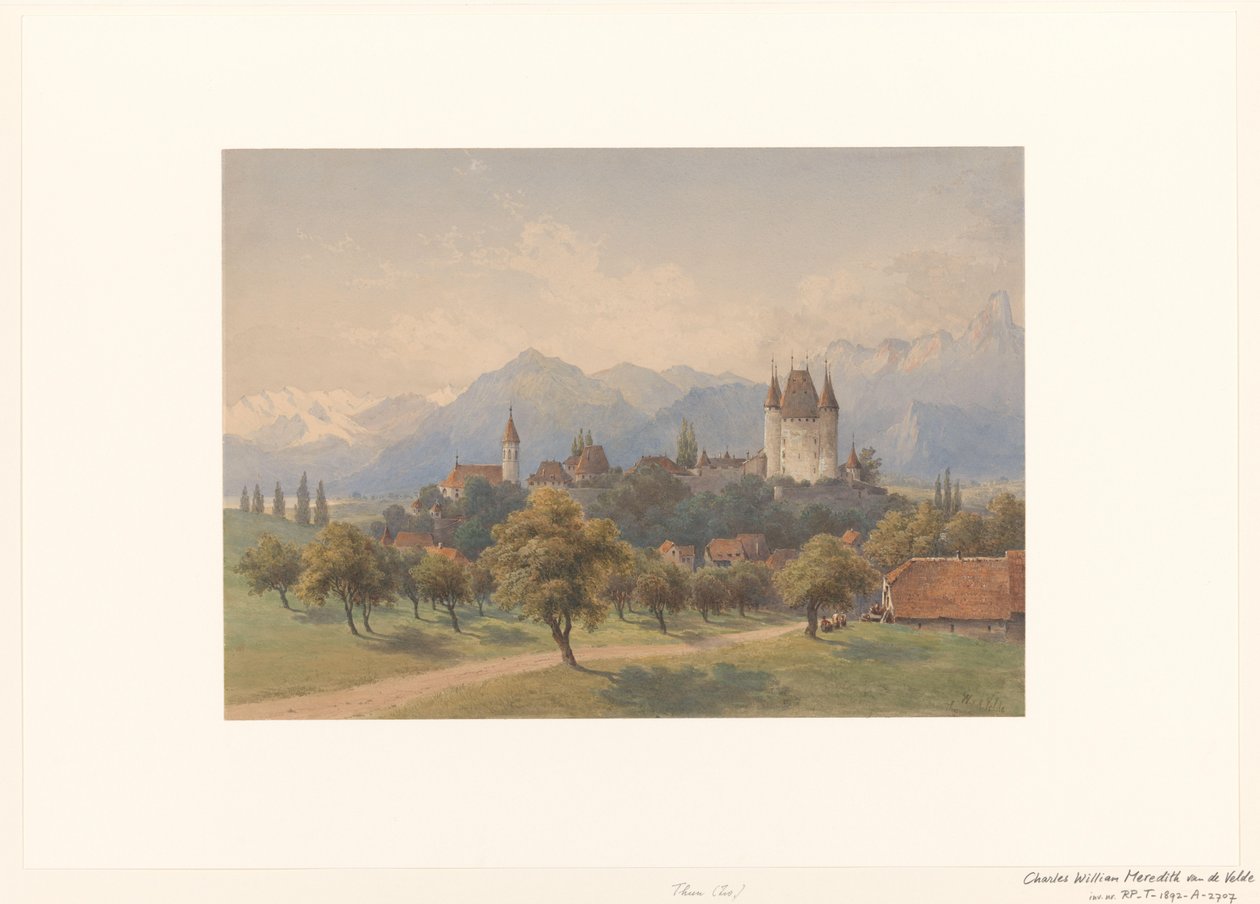 Gezicht op Thun, Zwitserland door Charles William Meredith van de Velde