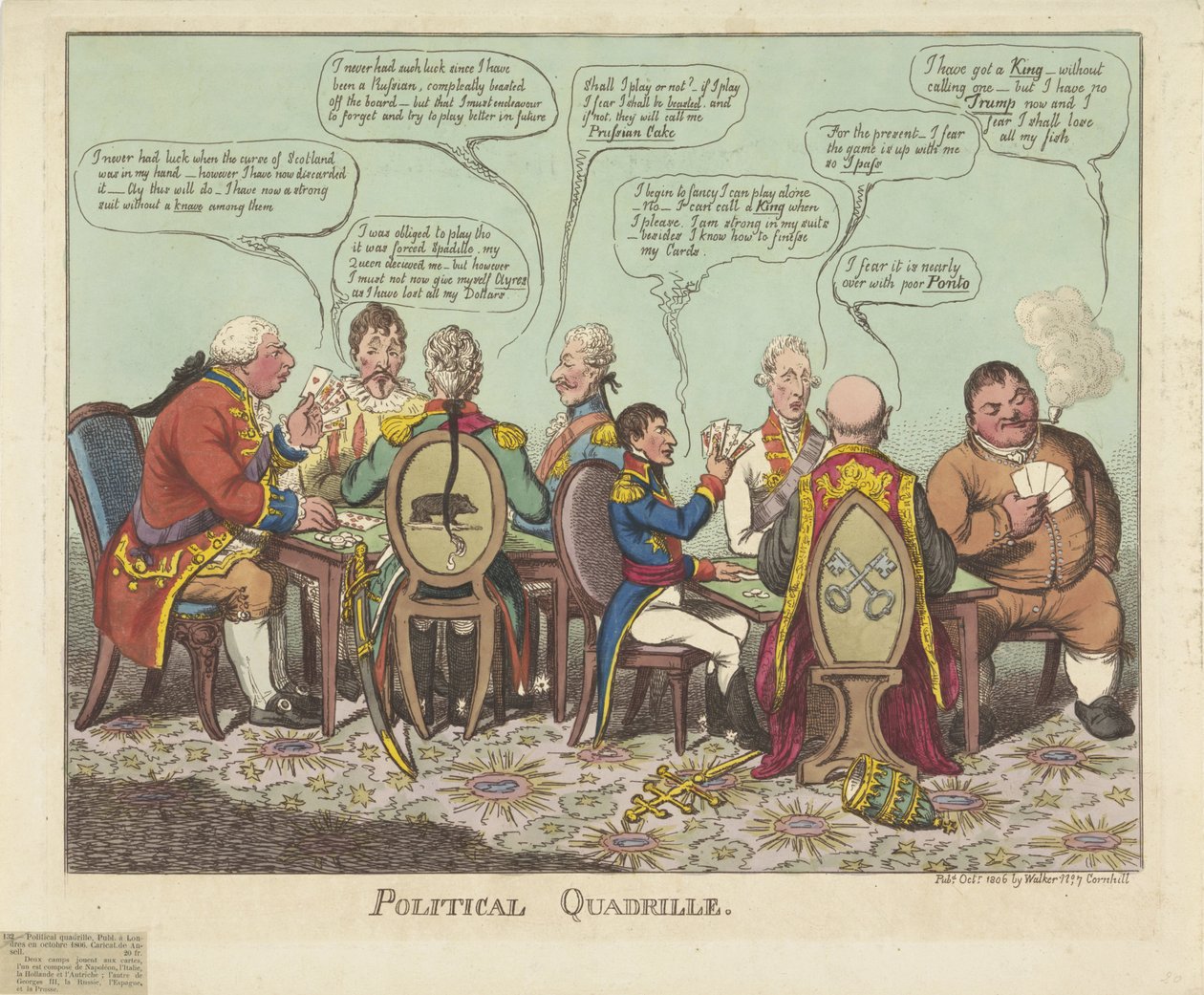 Politiek quadrille, 1806 door Charles Williams