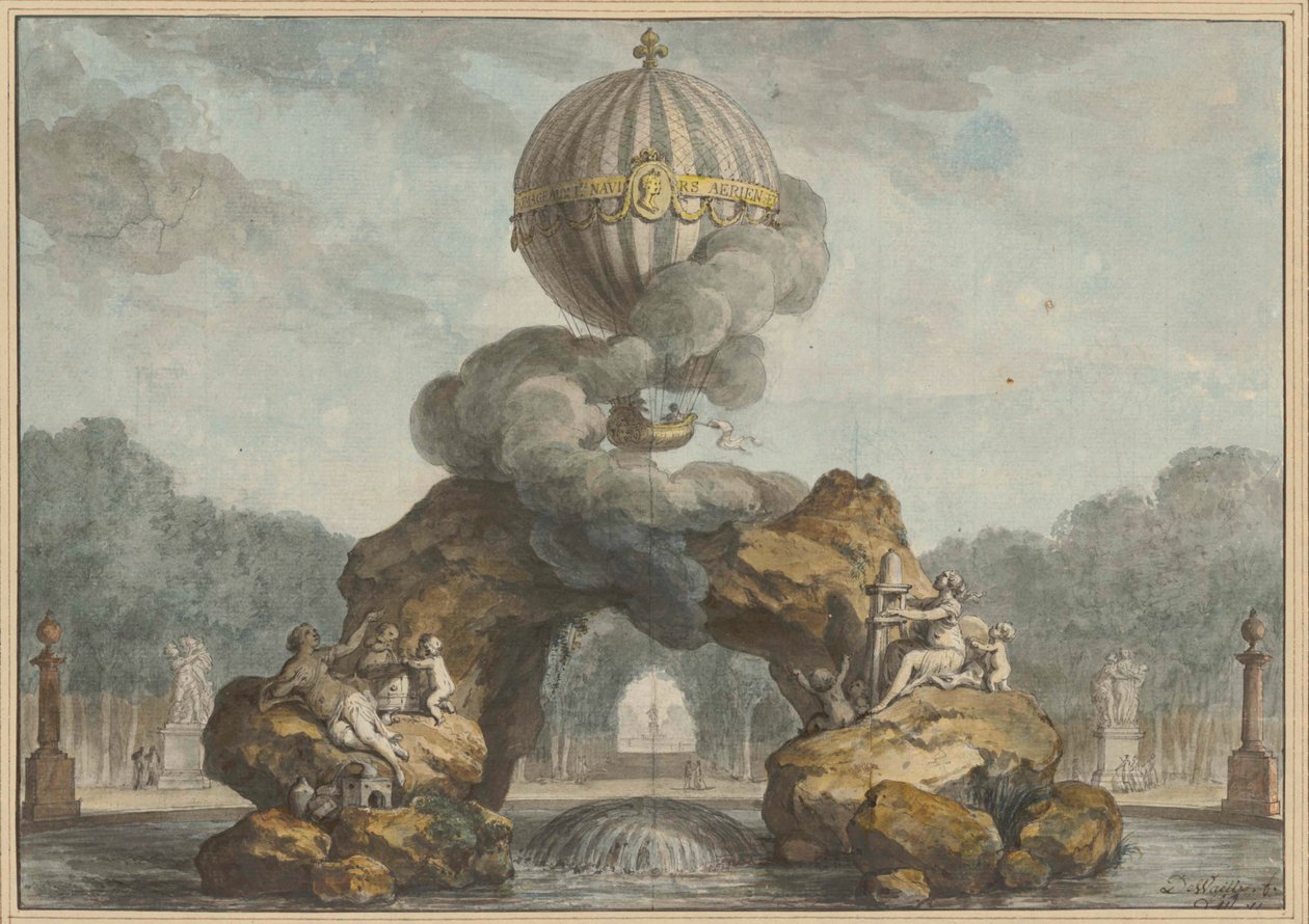 Project van een fonteinversiering met een Charlière, 1783 door Charles de Wailly