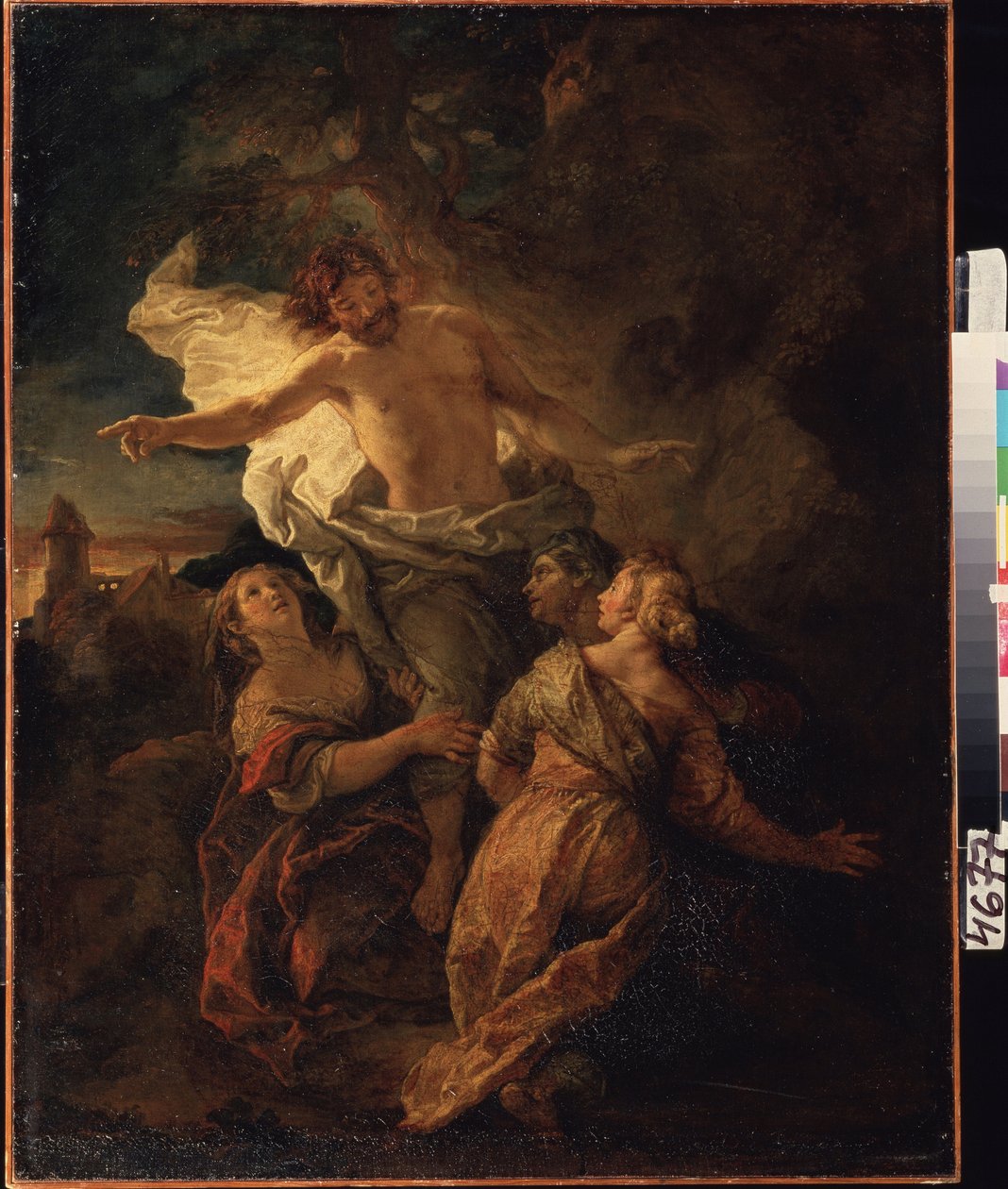 Christus en de heilige vrouwen. Jezus Christus verschijnt voor de drie maagden. Schilderij van Charles de La Fosse (1636-1716), Franse barokkunst door Charles de la Fosse