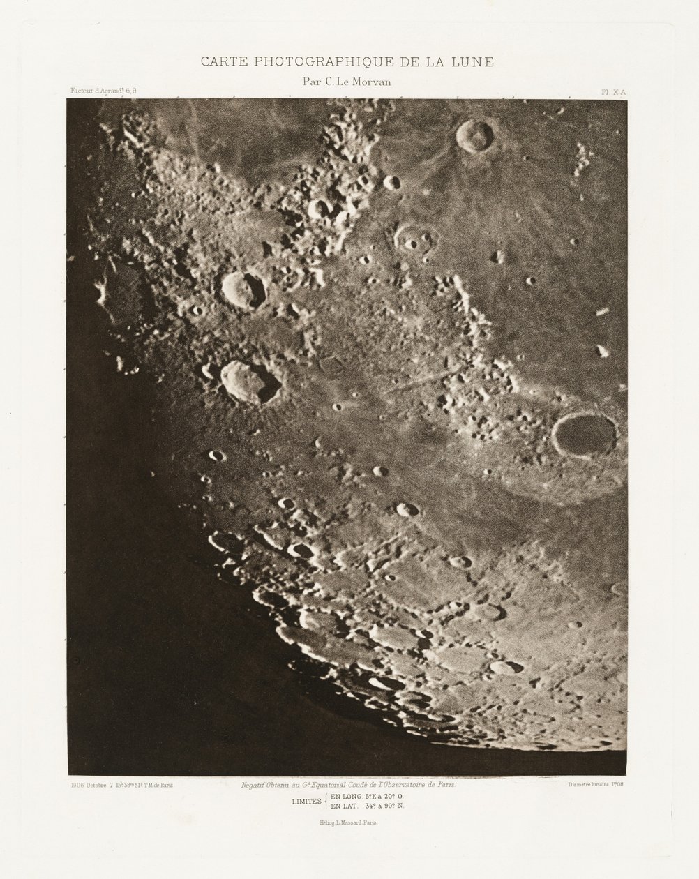 Carte photographique de la lune, planche X.A (Fotografische Kaart van de Maan, plaat X.A),7 oktober door Charles le Morvan